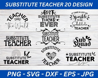 Substitute Teacher Svg Bundle, Teacher Appreciation Png, Back To School Svg, Teacher Svg, Teacher Png, Teacher Shirt Svg, Instant Download