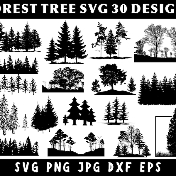 Forest Tree Svg Bundle, Tree Svg, Nature Svg, Forest Svg, Commercial Use Svg, Tree Silhouette Svg, Svg Files For Cricut, Forest Clipart