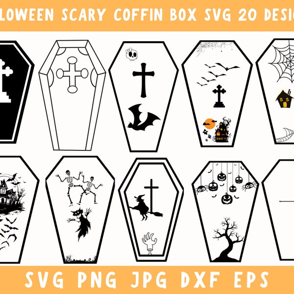 Halloween Scary Coffin Box Svg Png Bundle, Halloween Svg, Halloween Gift Svg, Svg For Silhouette / Cricut