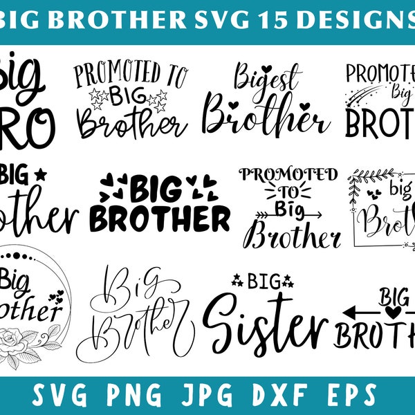 Big Brother Svg Bundle, Big Brother Png, Big Bro Clipart, Big Brother Dxf, Sibling Svg, Brothers Svg, Svg Files For Cricut, Instant Download