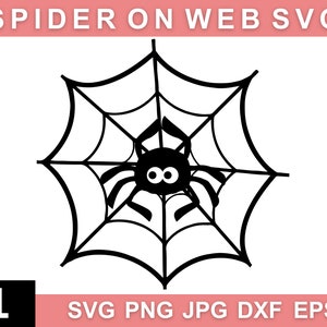 Spider On Web Svg, Halloween Svg, Spider On Web Clipart, Halloween Png, Scary Halloween Svg, Scary Spider Svg, Svg Cut File, Vector