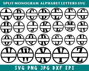 Split Monogram Svg, Monogram Alphabet Png, Monogram Svg Bundle, Split Monogram Frame, Split Monogram, Alphabet Svg, Svg Files For Cricut