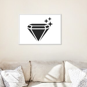 May include: A black diamond with a sparkle effect. The diamond is a simple, geometric shape with a pointed top and a flat base.