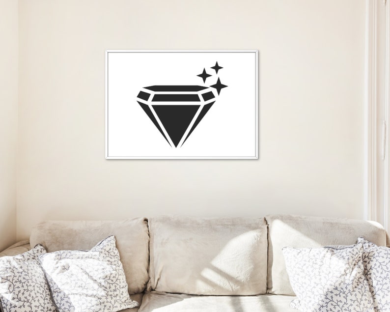 May include: A black diamond with a sparkle effect. The diamond is a simple, geometric shape with a pointed top and a flat base.