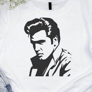 May include: Black and white silhouette of a man with slicked back hair, wearing a jacket. The image is a simple, graphic design.