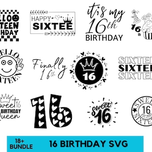 16th Birthday Svg Bundle, Sixteen Svg Png, 16 Birthday Png, Birthday Svg, 16 Birthday, Svg Files For Cricut, Silhouette, Instant Download