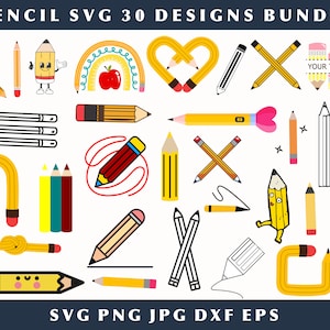 Pencil Svg, Back To School Svg, Pencil Png, Pencil Clipart, School Supplies Svg, Crayon Svg, Pencil Bundle, Svg For Silhouette, Cut Files