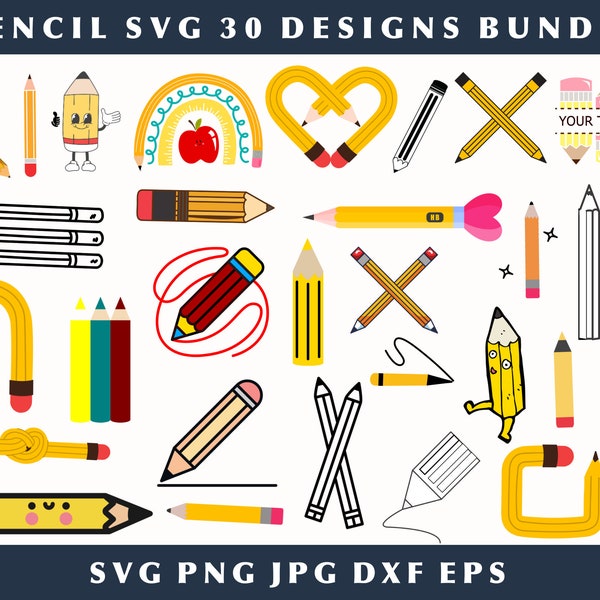 Bleistift-Svg, Back To School-Svg, Bleistift-Png, Bleistift-Clipart, Schulbedarf, Buntstift-Svg, Bleistift-Bundle, für Silhouette, geschnittene Dateien