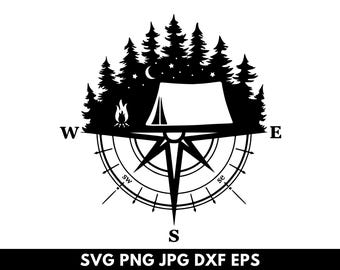山コンパス SVG、コンパス SVG、コンパス ローズ SVG、航海用コンパス SVG、コンパス スター SVG、インスタント ダウンロード、シルエット、SVG PNG