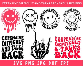 Teure schwierige Svg, und Gespräche zurück svg, teuer und schwierige Png, trendige Png, Svg-Dateien für Cricut, Instant Download, Silhouette