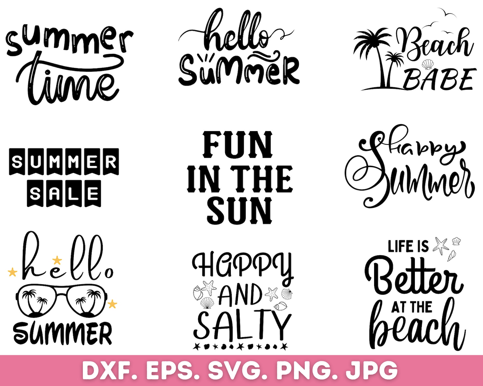 Summer Bundle Svg, Beach Svg, Summertime Svg, Funny Beach Quotes Svg ...