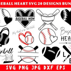 Baseball Heart Svg, Baseball Svg, Baseball Cut File, Baseball Png, Game Day Svg, Baseball Shirt, Baseball Clipart, Silhouette / Vector