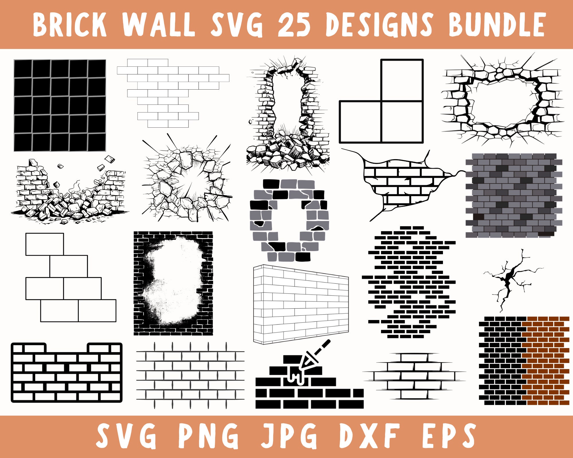 Brick Wall Svg Bundle,Bricks Pattern Svg Png, Brick Wall Png, Bricks Svg Bundle, Brick Wall Cricut, Digital Svg File, Instant Download