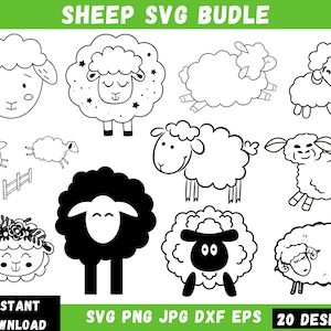 Sheep Svg Bundle, Sheep Png, Lamb Svg, Sheep Clipart, Animal Svg Bundle, Svg Files For Cricut, Instant Download, Farm Animal Svg Files