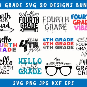 4e leerjaar Svg, terug naar school Svg, vierde leerjaar Svg, 4e leerjaar leraar, vierde leerjaar Shirt, Svg voor Cricut, 4e leerjaar Squad Svg, Svg-bestanden