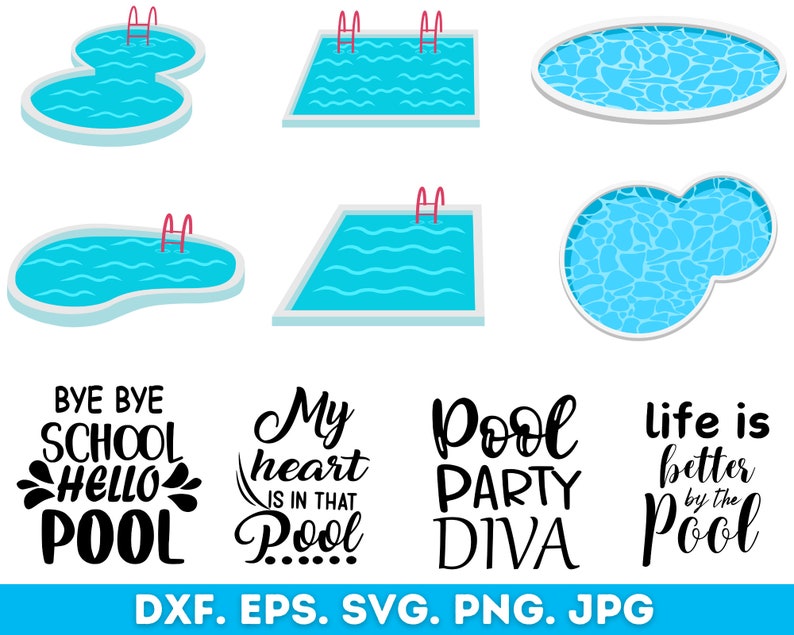Pool Svg Png Bundle, Pool Sayings Svg, Swimming Pool Silhouette ...