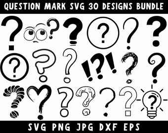 30 + Digital Designs Question Mark Svg Png Bundle, Silhouette / Cricut Files