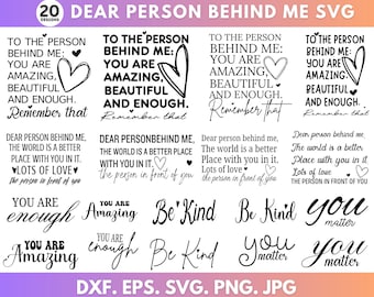 Digital Dear Person Behind Me Png Svg, Person Behind Me Svg, Design Frontal e Traseiro, You Are Enough Png, Download Instantâneo, Arquivos Svg para Cricut