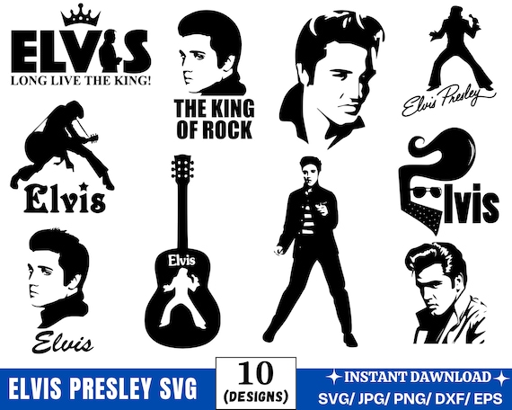 10 DESIGNS Elvis Presley Digital Download Files, Cut Files for cricut, clipart files, instant download