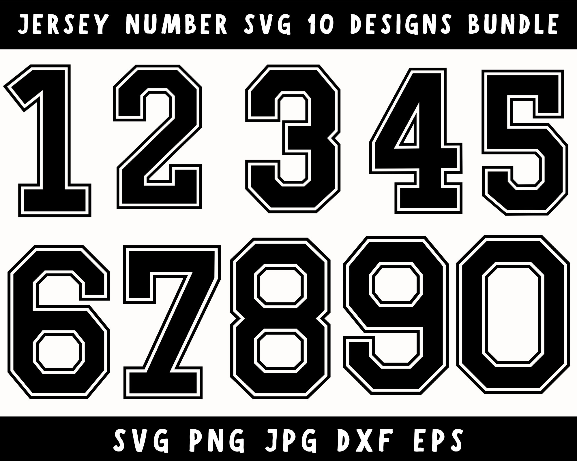 Jersey Numbers Svg/png/dxf, Numbers Svg, Jersey Numbers, Football