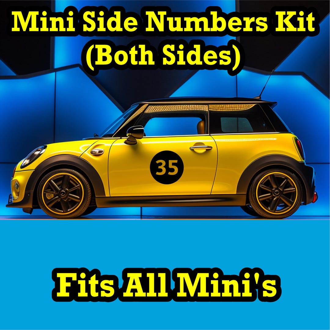 Car Side Numbers Pair of Mini Cooper Custom Number Car Side Stickers Vinyl Graphics Fits ...