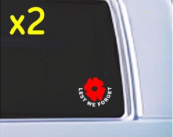 Lest We Forget Memorial Poppy Vinyl Decal – For Car, Van, Camper Window – Gloss Finish (UK Made)