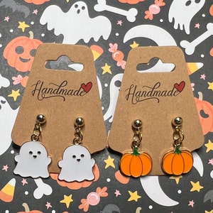 Halloween Earrings l Pumpkins and Ghost Earrings