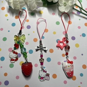 Kitty Beaded Food Phone Charm l Keychain