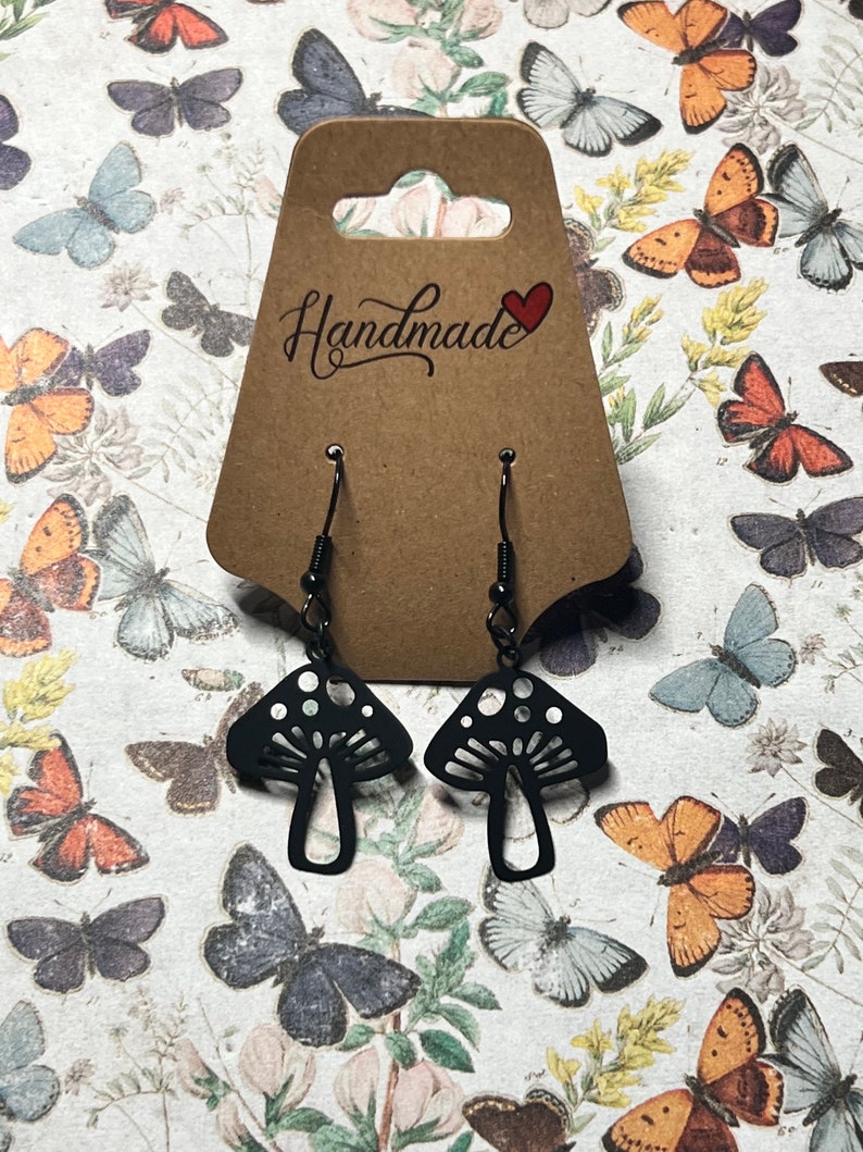 Black Filigree Mushroom Earrings L Cottagecore L Jewelry L Accessories ...