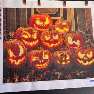 Pittura artistica con diamanti completata Jack o Lanterns l Decorazione di Halloween