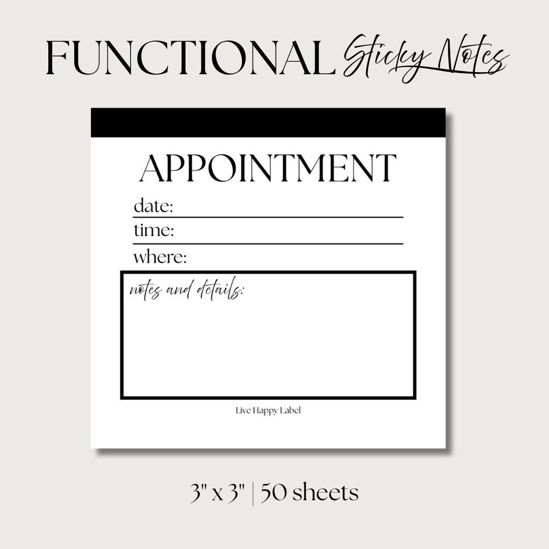 Appointment Sticky Notes Functional Minimal Memo Notes Daily Notepad ...