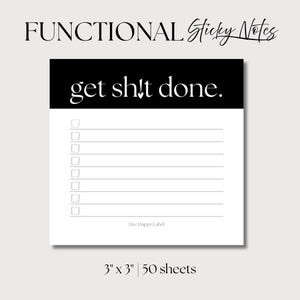 Get Sh!t Done Sticky Notes Functional Minimal Memo Notes Daily Notepad Premium Post-it® Notes Office Supply Planner Tools Planning Notes