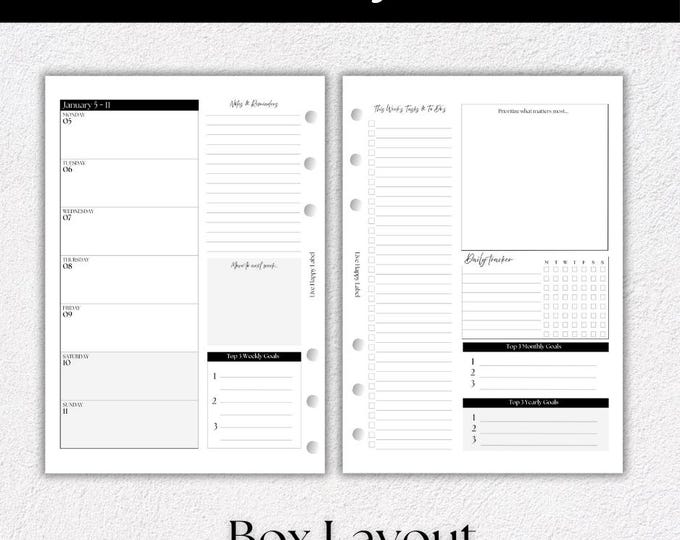 2026 A5 Weekly Planner Inserts – Monday Start, 6-ring Binder (box ...