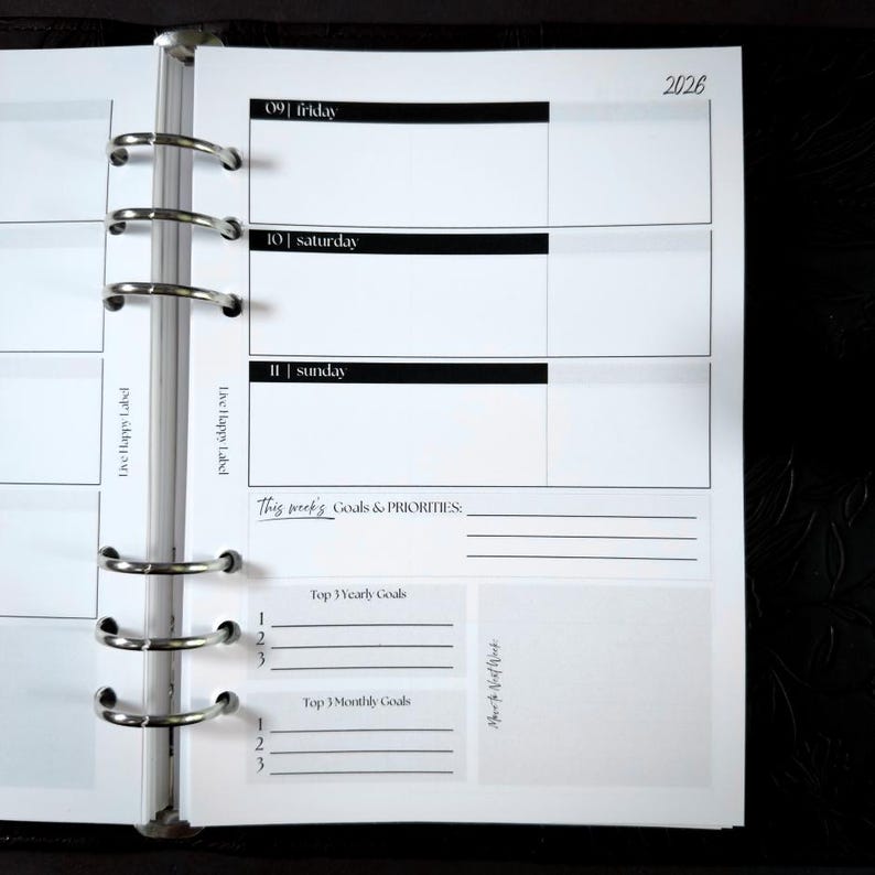 2026 A5 Weekly Planner Inserts – Horizontal Layout, Monday Start - Etsy