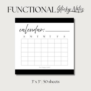 Calendar Sticky Notes Functional Minimal Memo Notes Daily Notepad Premium Post-it® Notes Office Supply Planner Tools Planning Notes