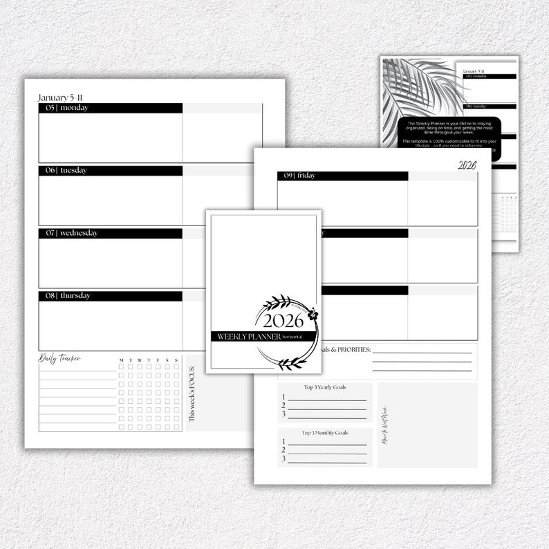 2026 A5 Weekly Planner Inserts – Horizontal Layout, Monday Start - Etsy