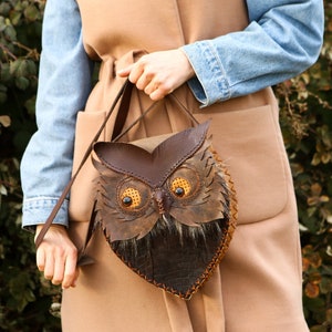 Leather owl purse best sale