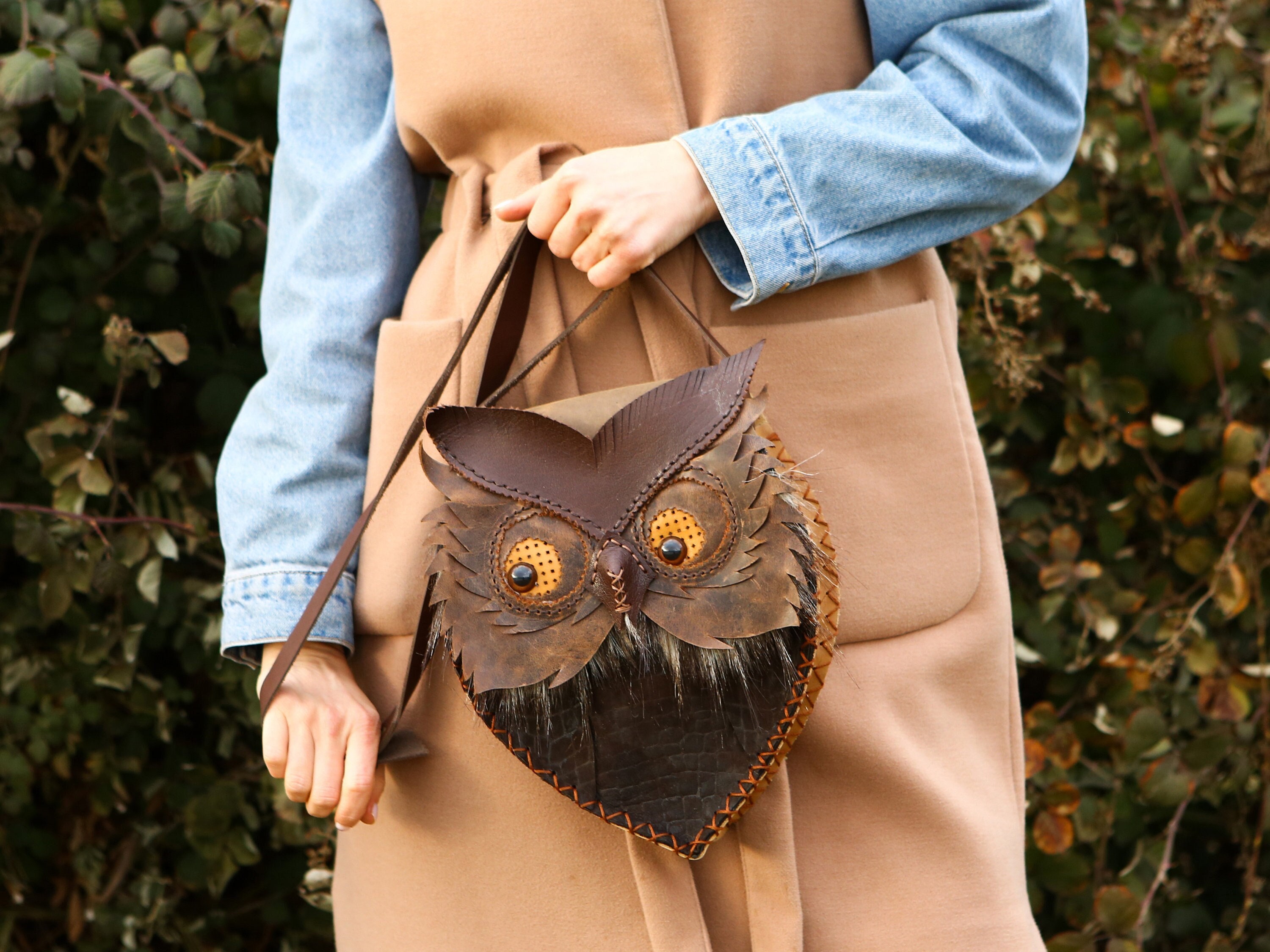 Owl Women's Handcrafted Wooden/Leather Handbag – Budu Best