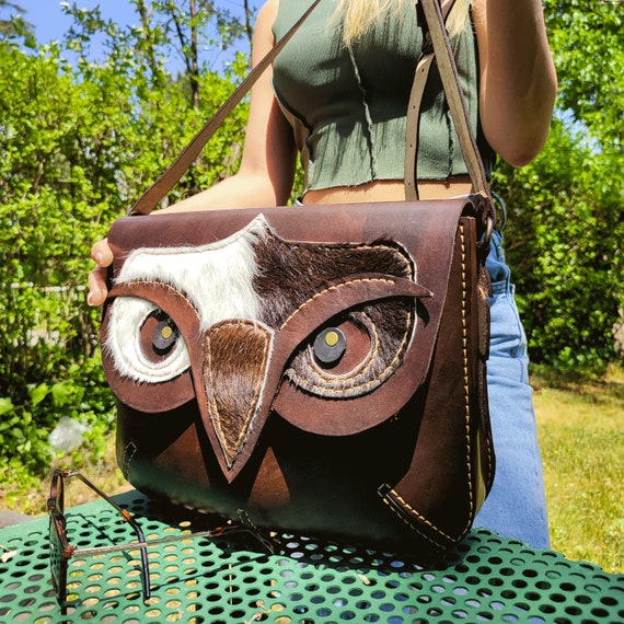 Leather owl backpack discount