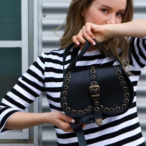 Black Leather Saddle Bag Mini Black Crossbody Bags for Women 