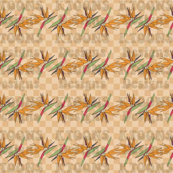 Bird of Paradise flower, checkered seamless file