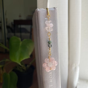 Crystal bookmark beaded flower charm image 2