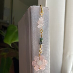 Crystal bookmark beaded flower charm image 6