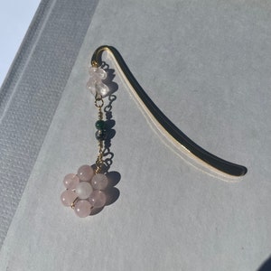 Crystal bookmark beaded flower charm image 8