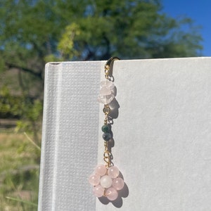 Crystal bookmark beaded flower charm image 5