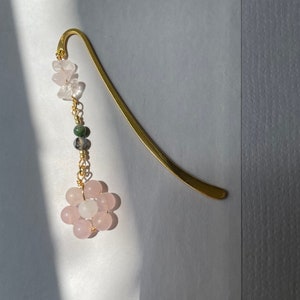 Crystal bookmark beaded flower charm image 3