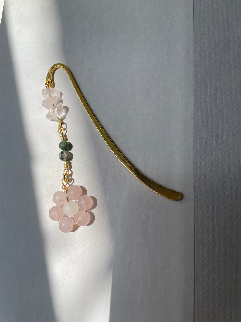 Crystal bookmark beaded flower charm image 3