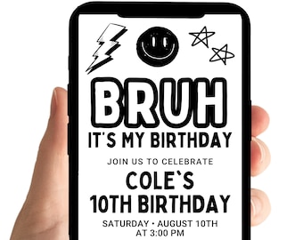 Invitación de cumpleaños para adolescentes: Invitación para su décimo cumpleaños (Digital, Plantilla de invitación en video, Música)
