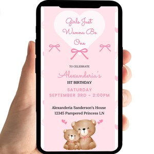Pink Bow Party: Invitations Birthday, Digital, Teddy Bear Invite (Interactive Website, RSVP Tracking, Templates)