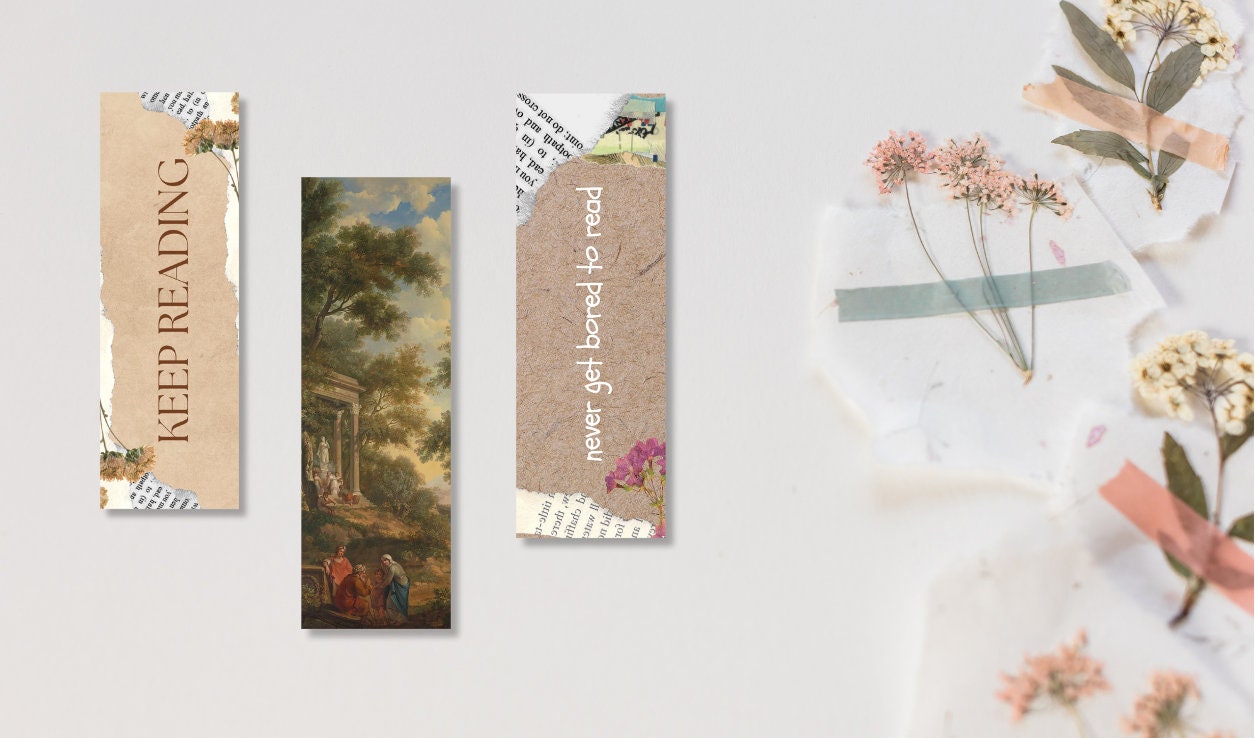 Printable Vintage Style Bookmarks Template, Printable Bookmarks Set of ...